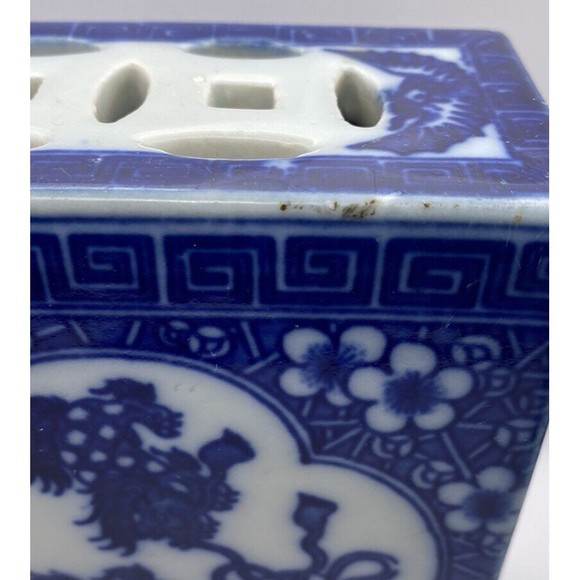 Chinese Blue and White Porcelain Opium Pillow Incense Burner Antique Used - Picture 9 of 16